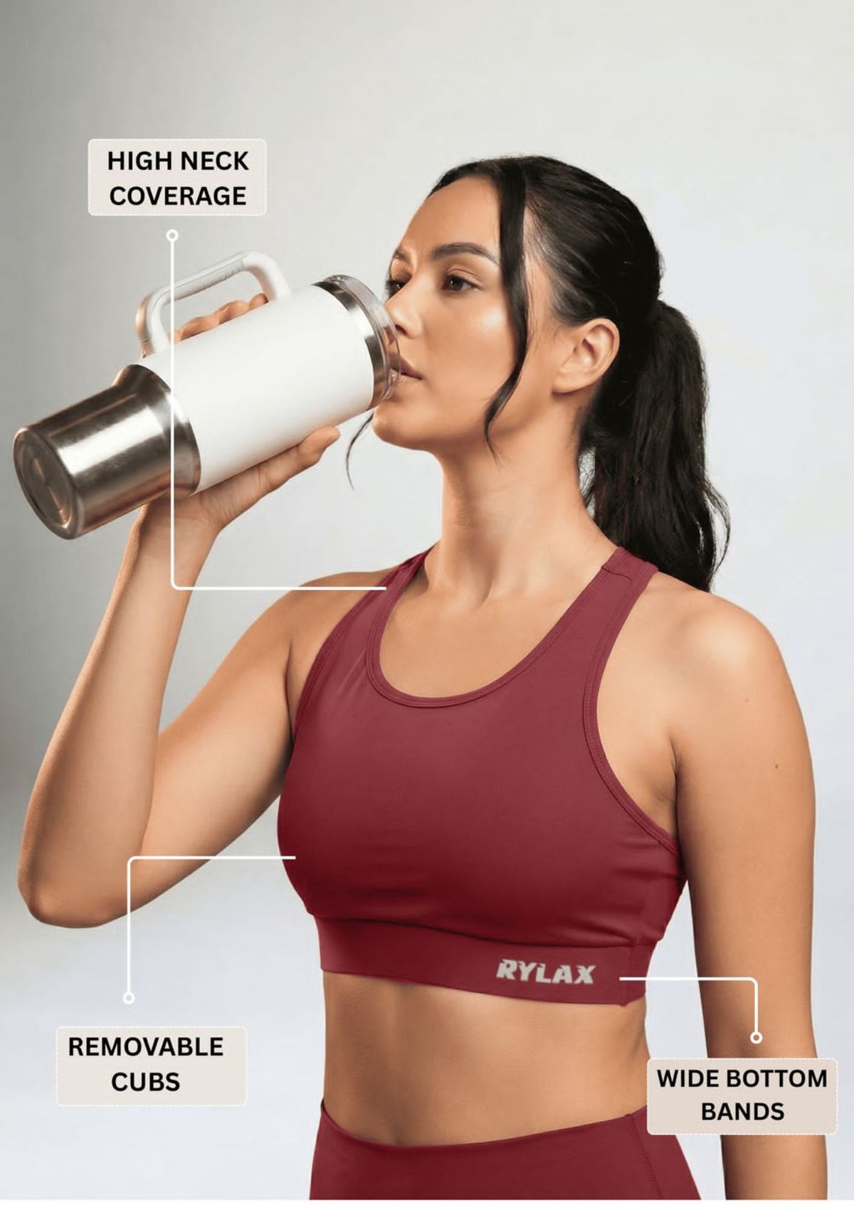 Rylax Essential Maroon Sports Bra