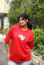 Unicorn Donut Oversized Tee – Red